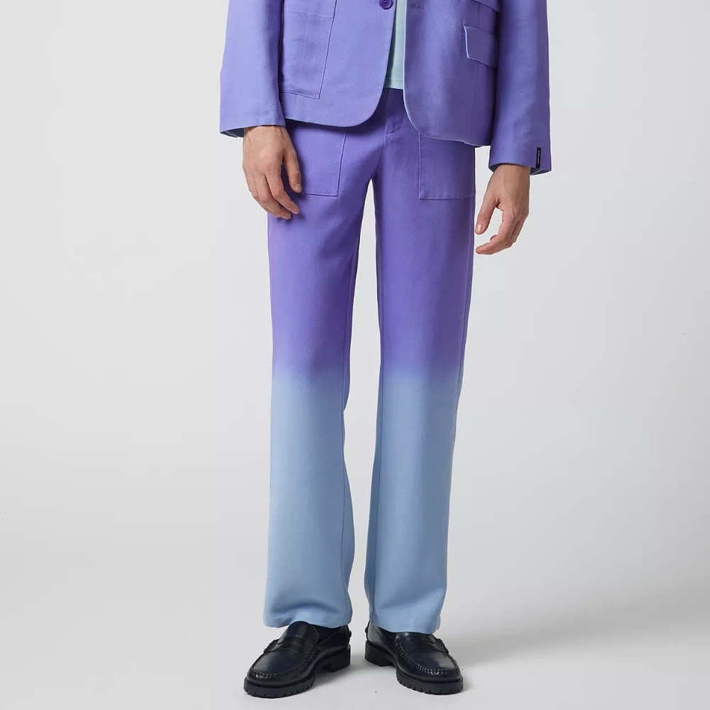 NWT UO x BOBBLEHAUS Purple/Blue Ombre Deadstock Tencel Twill Trouser Pants XS